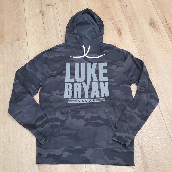 LUKE BRYAN Black Camo Music Band Hoodie Sweatshirt Womens Size L Vegas NWOT Logo - Picture 1 of 10